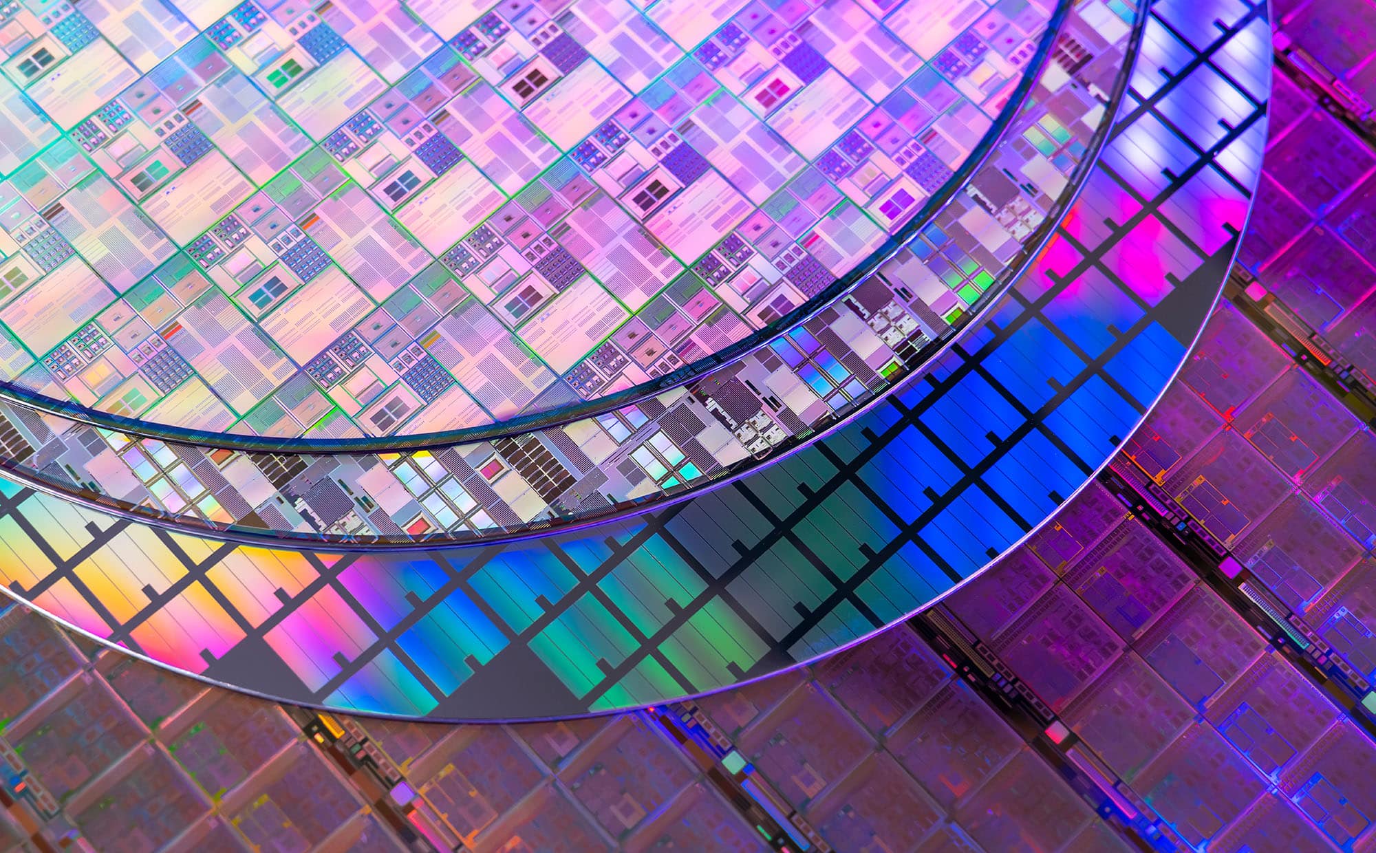 A collection of silicon wafers for the semiconductor industry